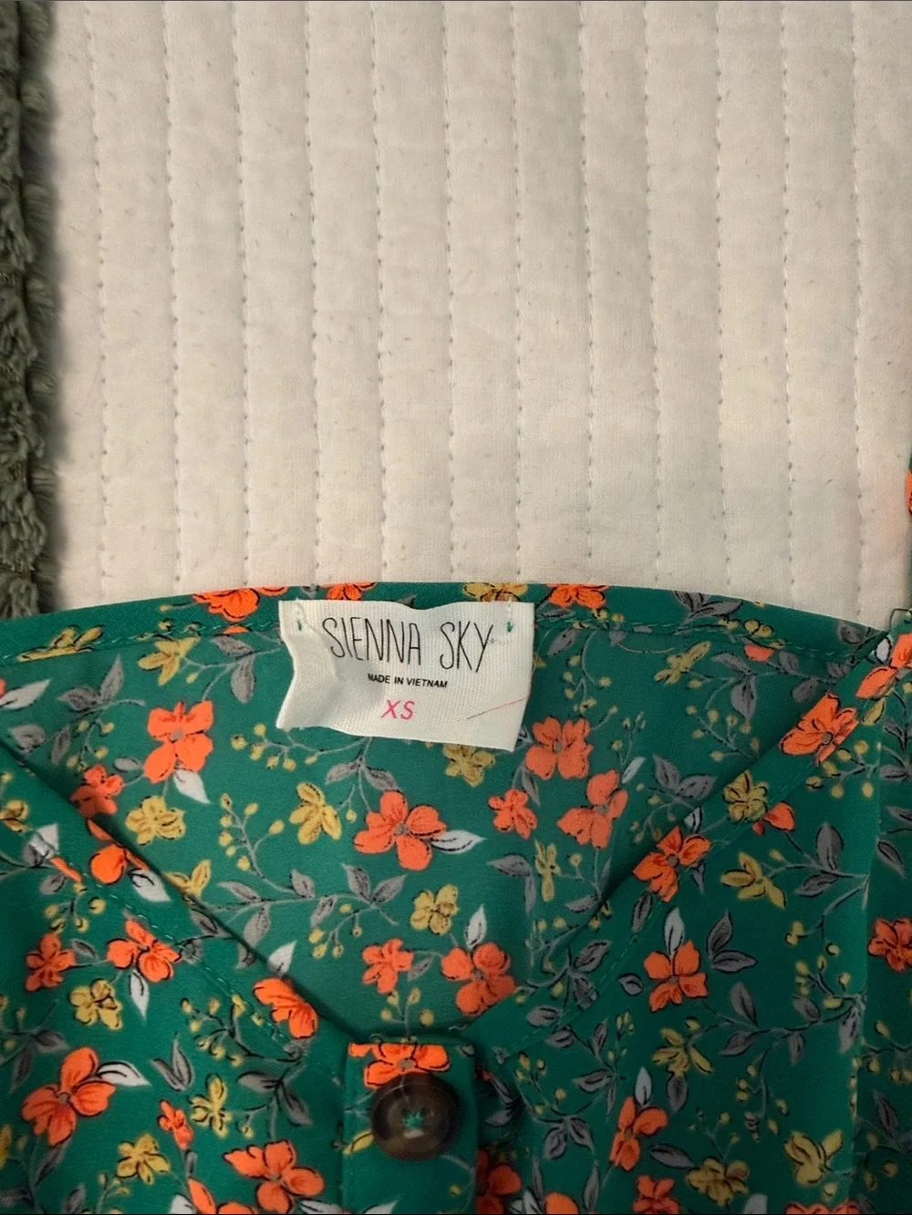 Sienna Sky Teal Floral Button-Front Spaghetti Strap Camisole